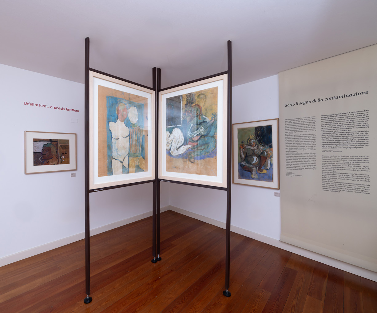 The exhibition display dedicated to Pasolini’s prolific painting activity.